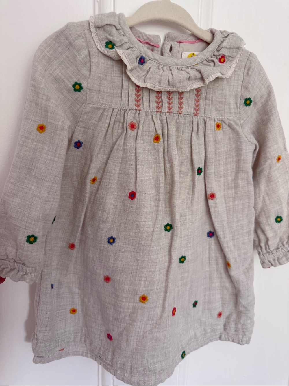 Baby Boden light gray dress with polka dots